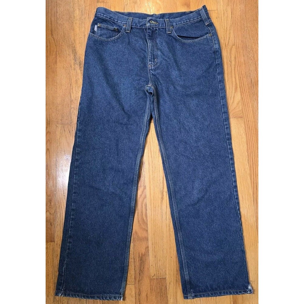 Carhartt Jeans Mens 38x32 Blue Relaxed Fit Denim B460 DVB Straight Rugged Work